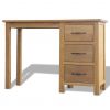 Desk with 3 Drawers Solid Oak Wood 41.7"x15.7"x29.5"