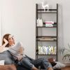 WTZ Bookshelf; Ladder Shelf; 5 Tier Bamboo Bookcase; Modern Open Book Case for Bedroom; Living Room; Office; BC-238 Black