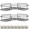 2Pcs Corner Shower Caddy Shelves Wall Mounted Basket Rack Bathroom Shampoo Holder Storage Organizer