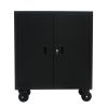 Metal Storage Cabinet with Locking Doors and One Adjustable Shelves With 4 Wheels