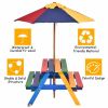 4-Seat Outdoor Kids Picnic Table Bench Set with Removable Umbrella