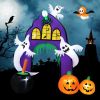 9 Feet Tall Halloween Inflatable Castle Archway Decor with Spider Ghosts and Built-in