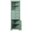 Green Triangle Tall Cabinet with 3 Drawers and Adjustable Shelves for Bathroom, Kitchen or Living Room, MDF Board with Painted Finish