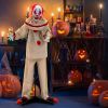 5 FT Grins Animatronic Killer Clown Halloween Decoration with Glowing Red Eyes