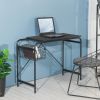 31.5&quot; Computer Desk/ Home office desk With Wire Storage Basket - walnut &amp; black