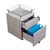 Techni Mobili Rolling File Cabinet with Glass Top; Grey