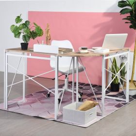 Corner Computer Desk Foldable Writing Study Table Rustic Home Office Workstation Industrial L-Shaped Desk