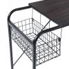 31.5&quot; Computer Desk/ Home office desk With Wire Storage Basket - walnut &amp; black