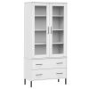 Bookcase with Metal Legs White 33.5"x13.8"x67.9" Solid Wood OSLO