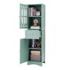 Tall Bathroom Cabinet, Freestanding Storage Cabinet with Drawer and Doors, MDF Board, Acrylic Door, Adjustable Shelf, Green