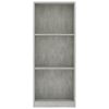 3-Tier Book Cabinet Concrete Gray 15.7"x9.4"x42.5" Engineered Wood