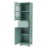 Tall Bathroom Cabinet, Freestanding Storage Cabinet with Drawer and Doors, MDF Board, Acrylic Door, Adjustable Shelf, Green