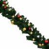 Christmas Garland Decorated with Baubles and LED Lights 393.7"