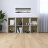 Book Cabinet/Sideboard White and Sonoma Oak 26"x11.8"x51.2" Engineered Wood