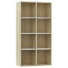 Book Cabinet/Sideboard White and Sonoma Oak 26"x11.8"x51.2" Engineered Wood