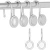 Silver Shower Curtain Hook, Zinc Alloy Round, Set of 12