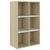 Book Cabinet/Sideboard White and Sonoma Oak 26"x11.8"x38.5" Engineered Wood