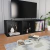 Book Cabinet/TV Cabinet Black 14.2"x11.8"x44.9" Engineered Wood