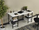 Furnish Home Store Diana Metal Frame 60&quot; Extra Wide Wood Top 4 Shelves Writing and Computer Desk for Home Office; White