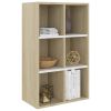 Book Cabinet/Sideboard White and Sonoma Oak 26"x11.8"x38.5" Engineered Wood