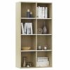 Book Cabinet/Sideboard White and Sonoma Oak 26"x11.8"x51.2" Engineered Wood