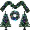 Pre-lit Xmas Tree Artificial Christmas 4-Piece Set,Garland, Wreath and Set of 2