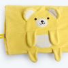 [Happy Bear - Yellow] Embroidered Applique Coral Fleece Baby Throw Blanket (42.5 by 59.1 inches)