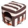 Touchdog Polo-Striped Convertible and Reversible Squared 2-in-1 Collapsible Dog House Bed