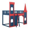 Twin Size Castle Shaped Loft Bed with Underbed Storage Space,Red