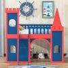 Twin Size Castle Shaped Loft Bed with Underbed Storage Space,Red