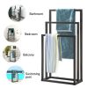 Metal 3 Tiers Freestanding Towel Rack for Bathroom Outdoor - Black