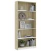 5-Tier Book Cabinet White and Sonoma Oak 31.5"x9.4"x68.9" Engineered Wood