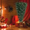 Upside Down Green Christmas Tree, Xmas Tree with LED Warm White Lights, leaves