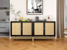 2 Door Cabinet; Natural Rattan 2 Door high cabinet; Built-in adjustable shelf; Easy Assembly; Free Standing Cabinet for Living Room Bedroom; Hallway