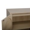 Allen 2 Door high cabinet; rattan; Built-in adjustable shelf; Easy Assembly; Free Standing Cabinet for Living Room Bedroom