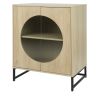 Storage Cabinet with Glass Door; Sideboard Buffet Cabinet for Kitchen; Dining Room; Oak Finish