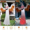 12ft 4pcs LED Lights Giant Scary Ghost Flames and Flashing Red Eyes Inflatable Halloween Decoration