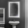 24 x 36 Inch Frameless LED Illuminated Bathroom Wall Mirror; Touch Button Defogger; Rectangular; Metal; Silver