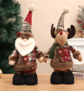 Christmas Retro Sackcloth Snowflake Plaid Retractable Doll Christmas Decoration Arrangement Ornaments