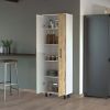 Fagan 2-Door 5-Shelf Kitchen Pantry White and Macadamia