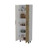 Fagan 2-Door 5-Shelf Kitchen Pantry White and Macadamia