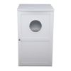 2-Tier Functional Wood Cat Washroom Litter Box Cover with Multiple Vents, a Round Entrance, Openable Door, White XH