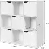 Free Standing 9 Cube Storage Wood Divider Bookcase for Home and Office