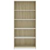 5-Tier Book Cabinet White and Sonoma Oak 31.5"x9.4"x68.9" Engineered Wood