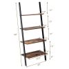 Multipurpose 4-Tier Industrial Leaning Wall Bookcase with Metal Frame