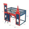 Twin Size Castle Shaped Loft Bed with Underbed Storage Space,Red