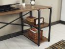 Home Store Sage Black Metal Frame 47&quot; Wooden Top 2 Shelves Writing and Computer Desk for Home Office; Walnut