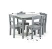 Kids Ash Wood Table and 4 Chairs Set, Gray