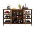 Industrial Wine Bar Cabinet; Liquor Storage Credenza; Sideboard with Wine Racks & Stemware Holder (Hazelnut Brown; 55.12''w x 13.78''d x 30.31' ' h)