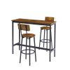 Bar Table Set with 2 Bar stools (Rustic Brown; 43.31''w x 15.75''d x 35.43''h)